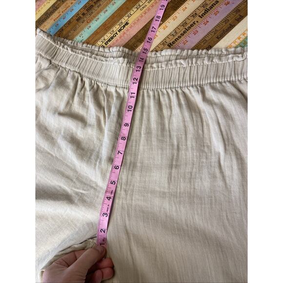 Old Navy 2X High Waisted Pull On Elastic Wide Leg Pant Gauzy 100% Cotton Beige - Picture 12 of 13